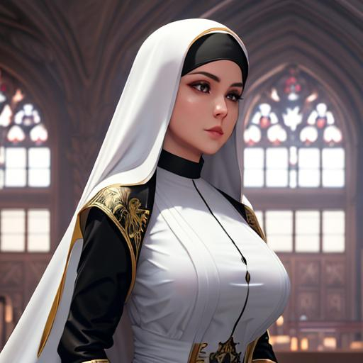 Extremely Busty Nun Kneeling Highly Detailed Face OpenArt