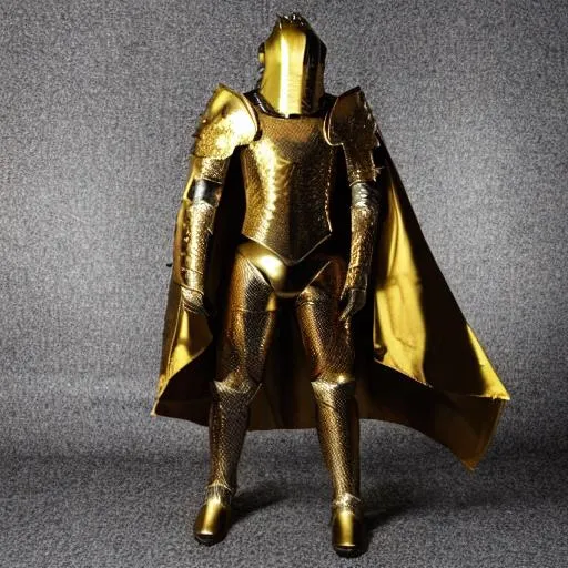 Prompt: golden knight full armor with cape