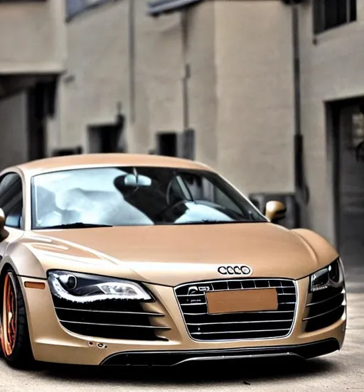 Prompt: slammed light brown audi r8 jdm