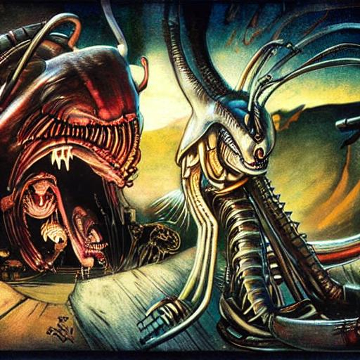 Ren & Stimpy, H. R. Giger, alien, aliens, western ba... | OpenArt