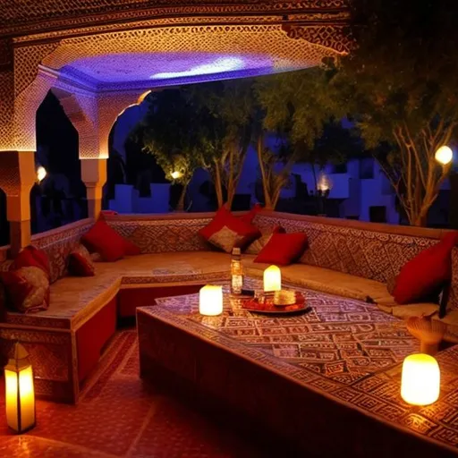 Prompt: morrocan outdoor café house ambiente 