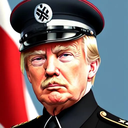 Donald Trump With Hitler's Uniform And Mustache