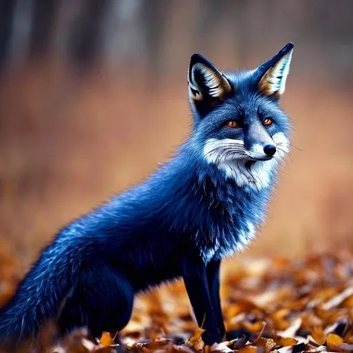 Prompt: Add a black sweater to this picture and have the fox be wearing it, dark blue fox, human