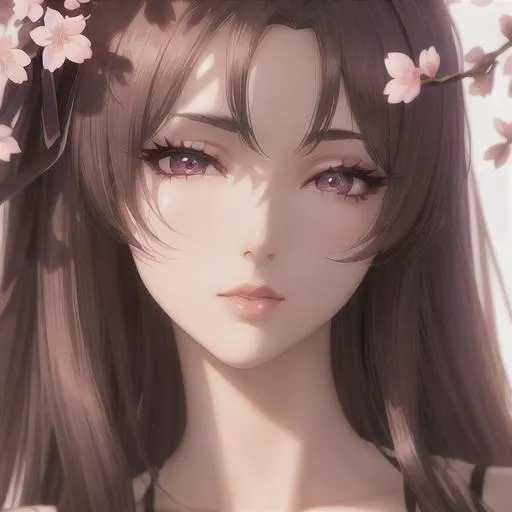 Prompt: Hyper and detailed realistic 8k shadows tall, graceful, good looking, cherry blossom goddess flat chested ethereal sad eyes full lips full body 