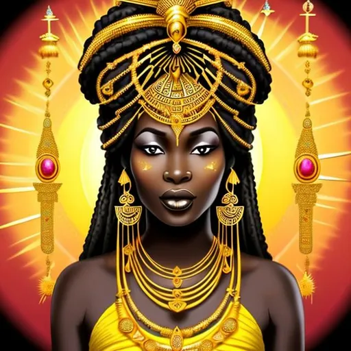 Beautiful black goddess wearing traditional African... | OpenArt