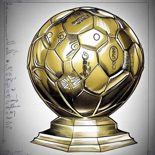 Prompt: Sketch manga style of the fifa ballon d'or trophy and a lot of people are competing to reach it first,
In the trophy plate it is written "THE BEST", Write only english characters as in the prompt
