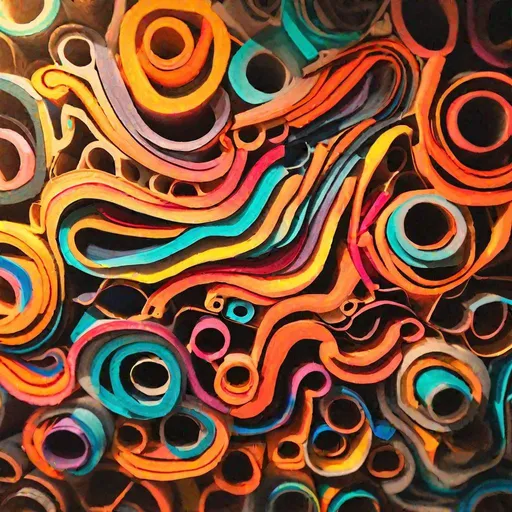Prompt: A playful abstract composition made from colored marker on a toilet paper roll, backlit to make the hues glow, appreciating imagination beyond boundaries.