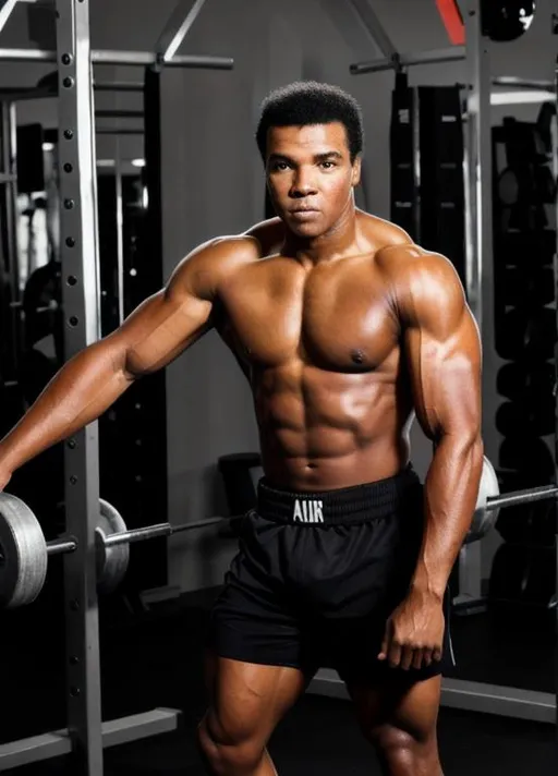 Prompt: Bodybuilder Muhammad Ali Full Body