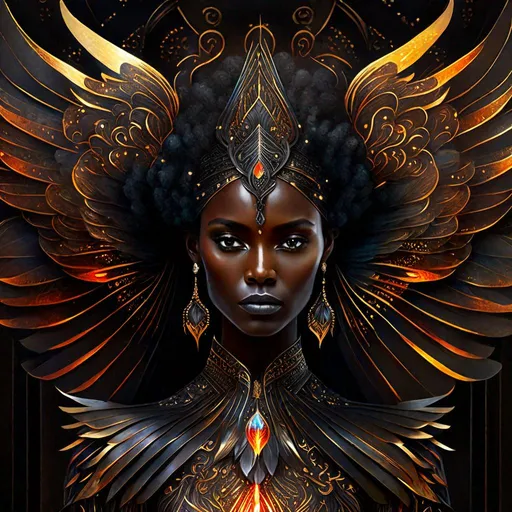 A phoenix beautiful black queen. Beautiful face. E... | OpenArt