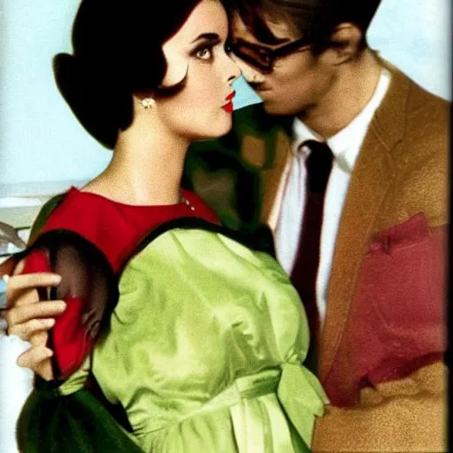 Prompt: 1960s italian romantic film love color