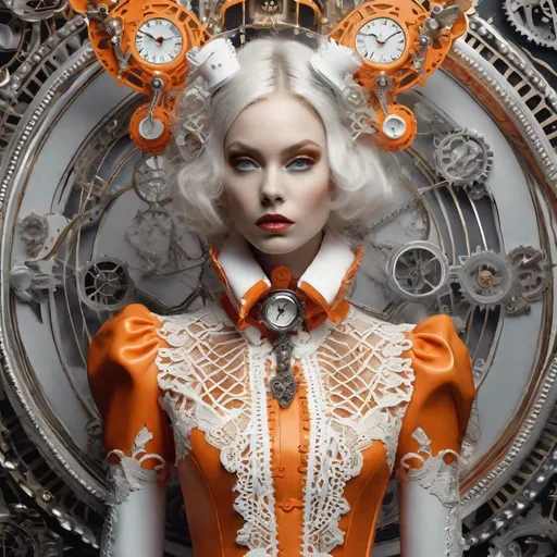 complex biomechanical beautiful young alice in wonderland white rabbit ears steampunk Bitcoin Clo