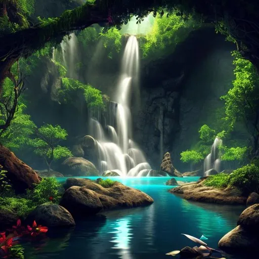 Prompt: HD 4k 3D 8k professional modeling photo hyper realistic beautiful woman ethereal greek goddess of the Underworld river and hatred
mysterious brown hair dark eyes gorgeous face brown skin shimmering dark dress with jewelry full body surrounded by magical glowing light hd landscape background dark underworld river waterfall cave