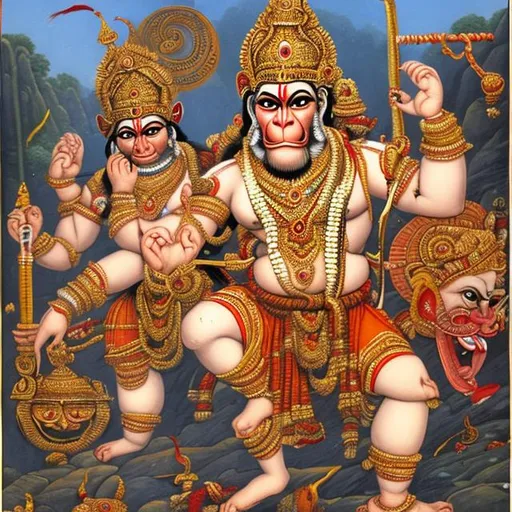 Prompt: Hanuman killing ravana
