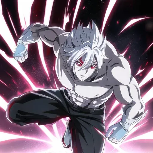 Prompt: A 7k men with red eyes in ultra instinct mode
