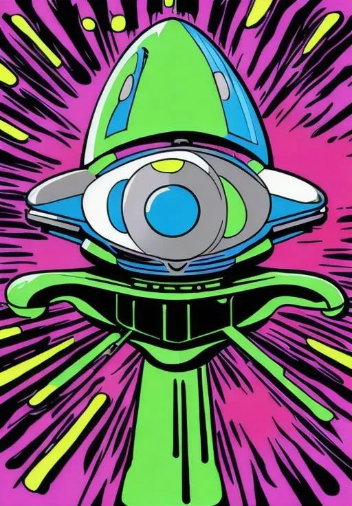 Prompt: alien spaceship graffiti pop art