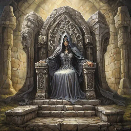 Prompt: painting of an empty stone throne in the style of Anne Stokes