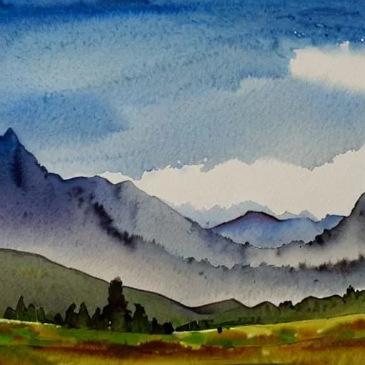 Prompt: mountain landscape watercolor painting




