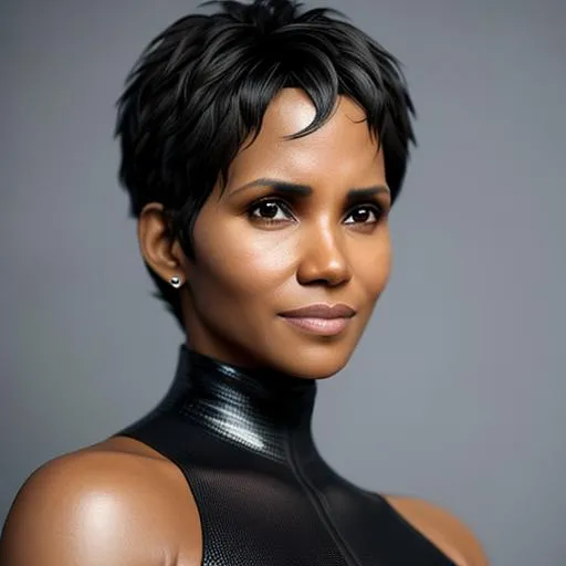 Hyper Detailed Portrait Of (Halle Berry), Wearing Bl...