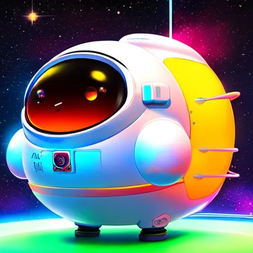 Prompt: (((fat round potato astronaut))) (((in space))) neon, surreal, art style sam yang and james jean! 