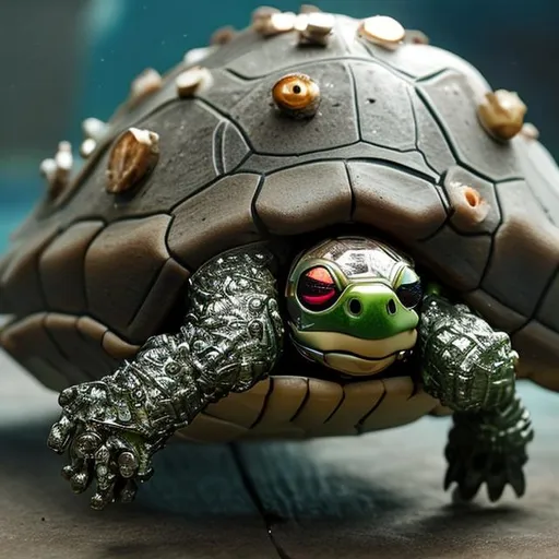 Prompt: Cyborg turtle