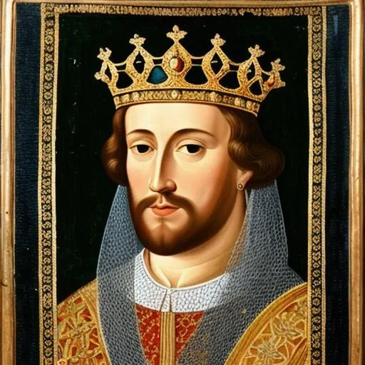 Prompt: portrait of a 14th century king 