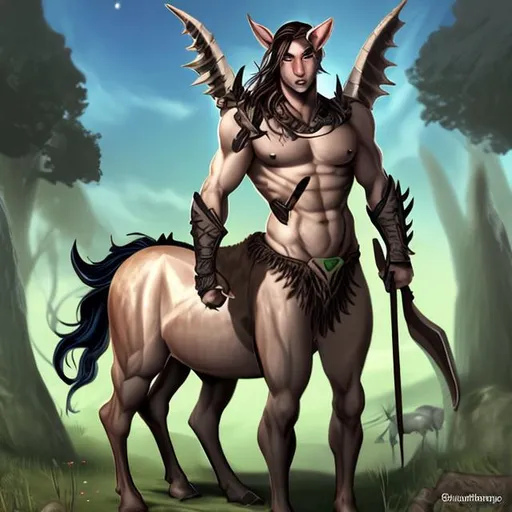 Prompt: centaur male hunter