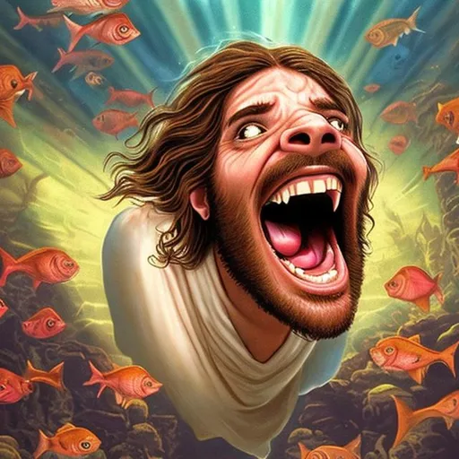 Prompt: actual photo of jesus piranha, surprise me