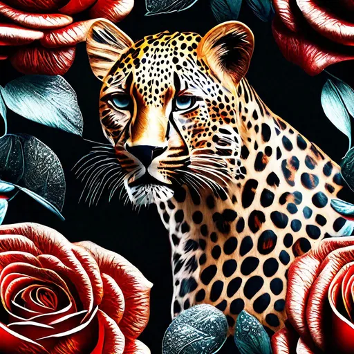 Prompt: Bright  3D, HD,  Beautiful, spectacular, vivid, cinematic,    leopardprint Rose beautiful  hyper realistic, super detailed, high quality, sharp focus, studio photo, intricate details, highly detailed,unreal engine