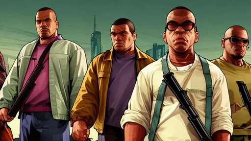 Prompt: Please create a Full HD wallpaper with the theme of GTA V. I would like the three main characters of the game, Michael, Franklin, and Trevor, to be prominently featured in the image. Make sure to capture the essence of each character: Michael as the mature and experienced character, Franklin as the young and ambitious character striving for success, and Trevor as the chaotic and unpredictable character. I prefer an urban environment that conveys the vibrant atmosphere of the game. Use intense colors, with an emphasis on shades of blue and orange. Feel free to add elements related to the game, such as cars, money, or iconic symbols. I want a dynamic and thrilling visual that represents the action and adventure of GTA V. Thank you in advance!