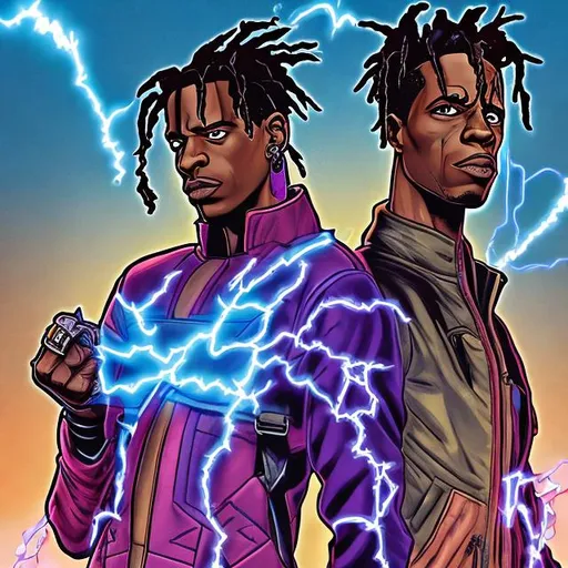 Prompt: Travis Scott x static shock 