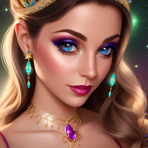 Prompt: Pixie dust princess, facial closeup