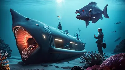 Prompt: deep sea submarine, Marianas trench, giant anglerfish, UHD, single light source, perfect composition, photo real, realistic, super detailed, 8k, high quality, sharp focus, intricate details, highly detailed, masterpiece