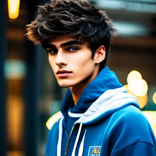 Prompt: Handsome young man, (20 year old man) (messy hair)+ ((hair covering eye))++ emo cut, lightbrownhair boy, hair, sharp gaze, blue eyes, innocent, boy model,  20 years old, hot, pretty, cute, hoodie zipper, cinematic lighting, blue sky, bright colors, blue, green, yellow, white,  luminous, hyperdetailed, great composition, professional, artstation award, (white background)++ 