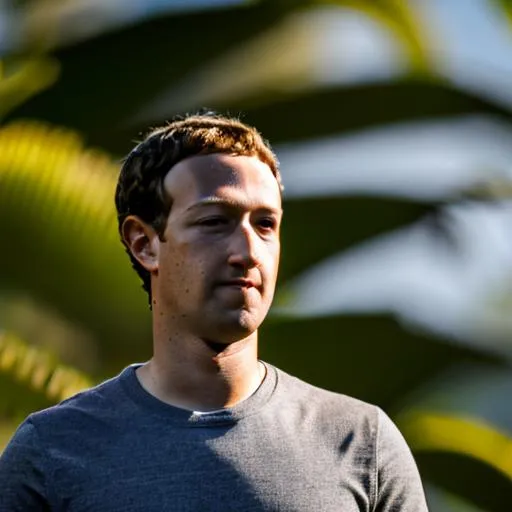 Prompt: Photo Realistic 70mm photo of (Mark Zuckerberg) walking in Kauai