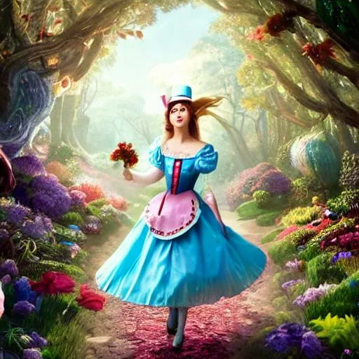 Prompt: a insanely intricate beautifull oil painting of alice in wonderland, unreal engine, 8 k resolution, soft dramatic lighting, cinematic, insanely intricate, subsurface scattering, anti aliashing, pixar