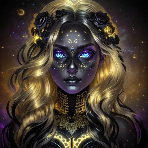 Prompt: dark, Epic, Beautiful, Plasma {Liquid}Skull gold silver black, big dreamy eyes, beautiful intricately-colored, symmetrical, Beautiful and Gorgeous, hyper realistic, expansive psychedelic background, hyper realistic, 64K --s99500