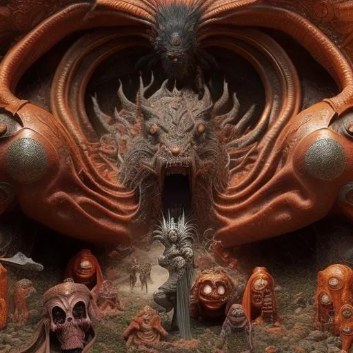 Prompt: Reckless abandon and betrayal depletes the soul and angers the Gods, detailed scene, digital painting, hyperrealistic, fantasy, Surrealist, by Brian Froud and Stanley Artgrem Lau, artstation, highly detailed, sharp focus, wide angle shot, sci-fi, stunningly beautiful, dystopian, crimson, dark orange, black, cinematic lighting, dark