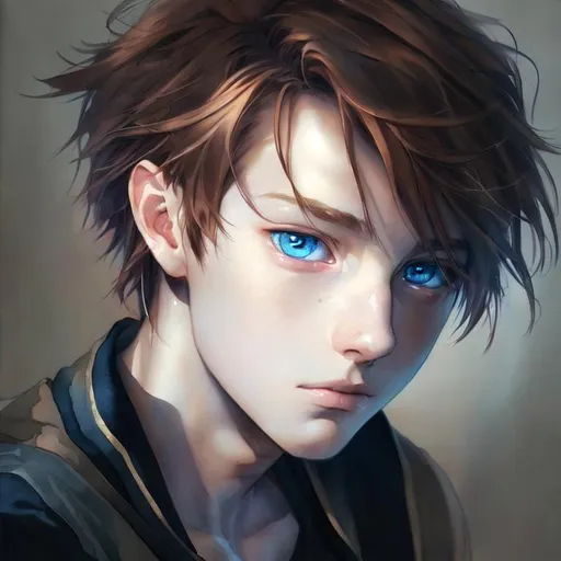 Prompt: 1 boy, hyper realistic watercolor masterpiece, full body, 16 years old handsome, pretty, anime boy, pastel eyes, copper hair, tan hyperrealistic watercolor masterpiece, smooth soft skin, tan skin, big mischievous eyes, symmetrical, anime wide eyes, soft lighting, detailed face, wlop, rossdraws, concept art, digital painting, looking into camera, wavy hair, short hair, orange hair, smirk, sweater, hoodie hyper realistic masterpiece, highly contrast water color mix, sharp focus, digital painting, pastel mix art, digital art, clean art, professional, contrast color, contrast, colorful, rich deep color, studio lighting, dynamic light, deliberate, concept art, highly contrast light, strong back light, hyper detailed, super detailed, render, CGI winning award, hyper realistic, ultra realistic, UHD, HDR, 64K, RPG, inspired by wlop, UHD render, HDR render