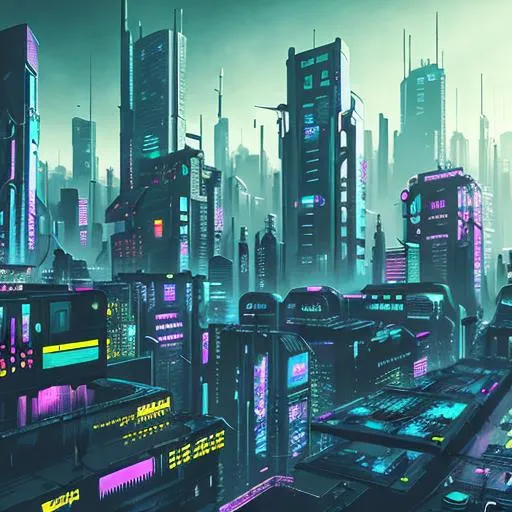 Prompt: Cyberpunk cityscape