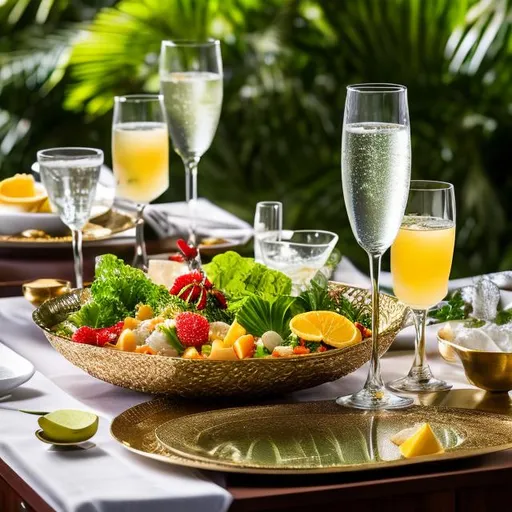 Prompt: "Generate an image of a scene at a tropical beach resort, with the table meticulously decorated to emphasize its intricate details. Place a glass of exceptionally refreshing and sparkling green grape juice with plenty of ice cubes, making it exceptionally refreshing. However, give the utmost attention to the magnificent serving platter, prominently featuring a meticulously crafted Valencian paella as the centerpiece of the scene. The paella should be exquisitely prepared, with vibrant colors and an inviting presentation. Ensure that the entire scene exudes an atmosphere of a beachside summer vacation, with the paella as the star of the show, all meticulously presented and beautifully arranged."" ultra hd, realistic, vivid colors, highly detailed, UHD drawing, pen and ink, perfect composition, beautiful detailed intricate insanely detailed octane render trending on artstation, 8k artistic photography, photorealistic concept art, soft natural volumetric cinematic perfect light"

