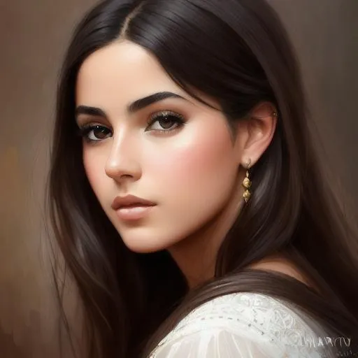 A portrait photo of beautiful Spanish girl, attractive face
