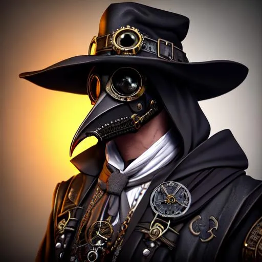 Prompt: steampunk plague doctor,  UHD, HDR, 8K, RPG, UHD render, HDR render, 3D render cinema 4D, cinematic light, high res intricately detailed complex