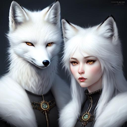 artic fox, couple, anthropomorphic, stunning, body's... | OpenArt