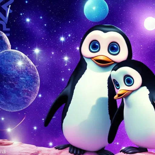 Prompt: penguin in the cosmos, render, pop surrealism, 1964k, detailed, realistic, drawn by disney concept artists, render, kawaii, monkey, cinematic framing