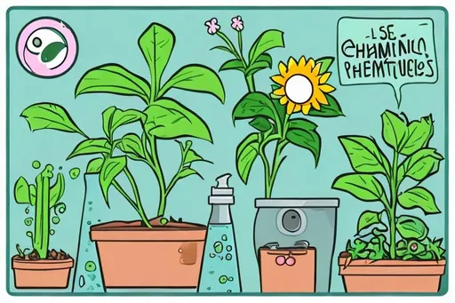 Prompt: Chemicals are protecting plants, cute cartoon style