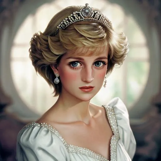 Prompt: portrait of Princess Diana, dreamy and ethereal, expressive pose, peaceful expression, elegant, highly detailed