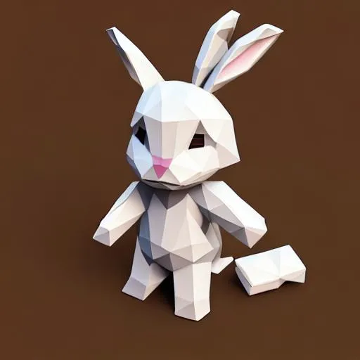 Kawii low poly rabbit character, 3d isometric render... | OpenArt