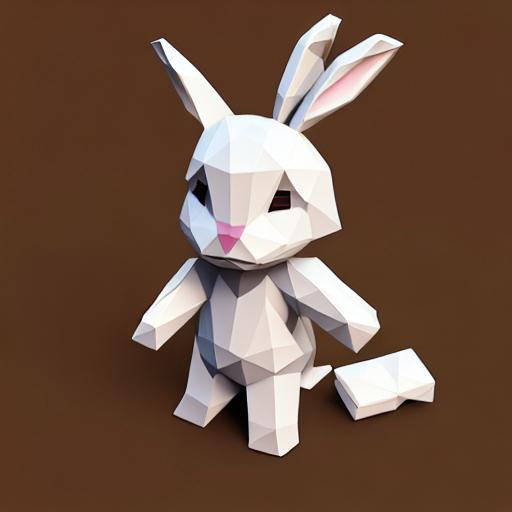 Kawii low poly rabbit character, 3d isometric render... | OpenArt