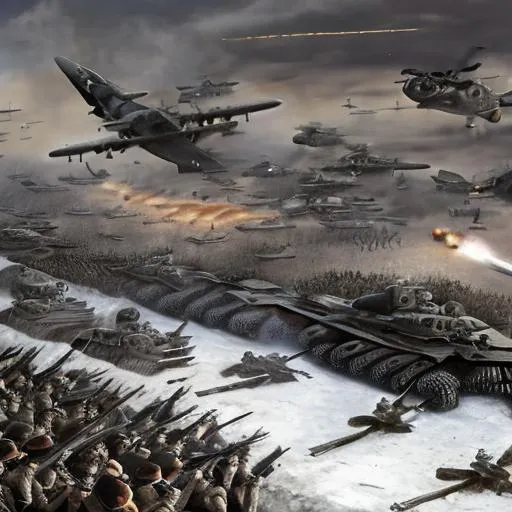Prompt: a ww2 battle with lots of detail 4k
