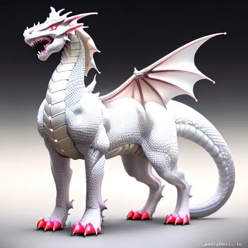 Prompt: Full body of a four-legged quadrupedal smooth skinned and scaleless white latex textured dragon, very glossy and shiny, reflective, perfect composition, hyperrealistic, super detailed, 8k, high quality, trending art, trending on artstation, sharp focus, studio photo, intricate details, highly detailed, Trending on Artstation, Cozy wallpaper, Pastel colors, soft lighting